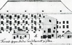 Projekt přestavby na obchodní dům. 1788 - Divadlo v Kotcích