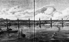 železniční most, pohled ze Žofína -  Světozor 9.7.1875 